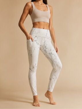Buffbunny Collection White Marble High-Rise Leggings Medium